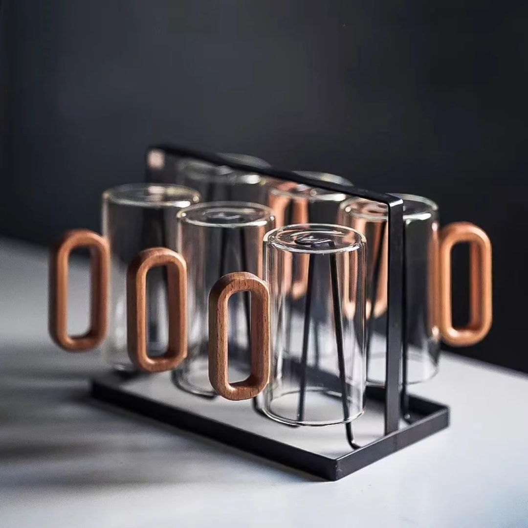 Glass Cup With Wooden Handle