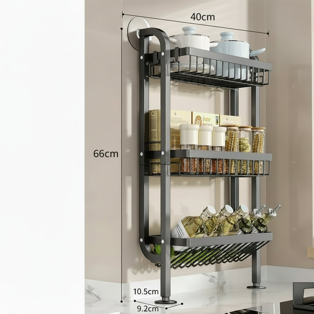 3 Tier Wall Mounted Kitchen Storage Rack Grey