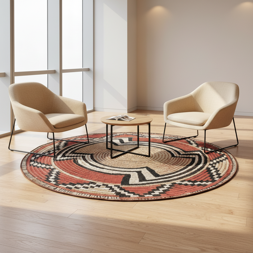 Oriental Weavers Isla Round Tribal Basket Weave Rug KBORIE202