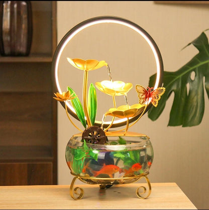 LED Tabletop Water Fountain with Fish Tank