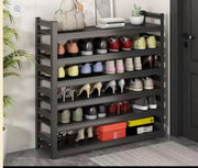 Black 5-layer full metallic shoe rack for home organization