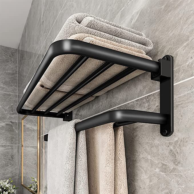 Heavy duty wall-mounted towel organizer with hanging hooks, 50cm size
