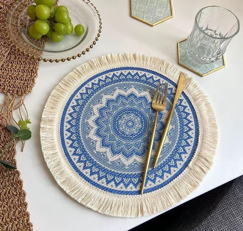 6Pcs Boho Style Jute Table Place Mats Set