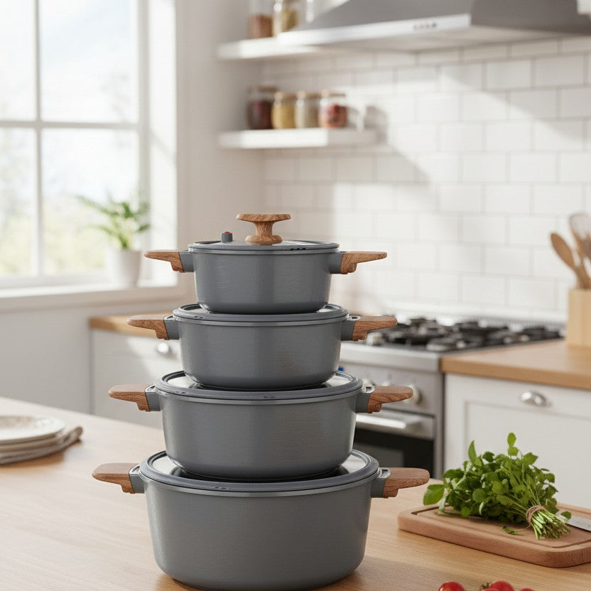 10pc Die Cast Marble Ceramic Cookware