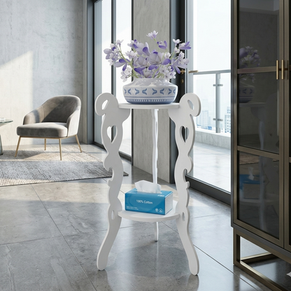 3 Legged 2 Layer White Decor Table