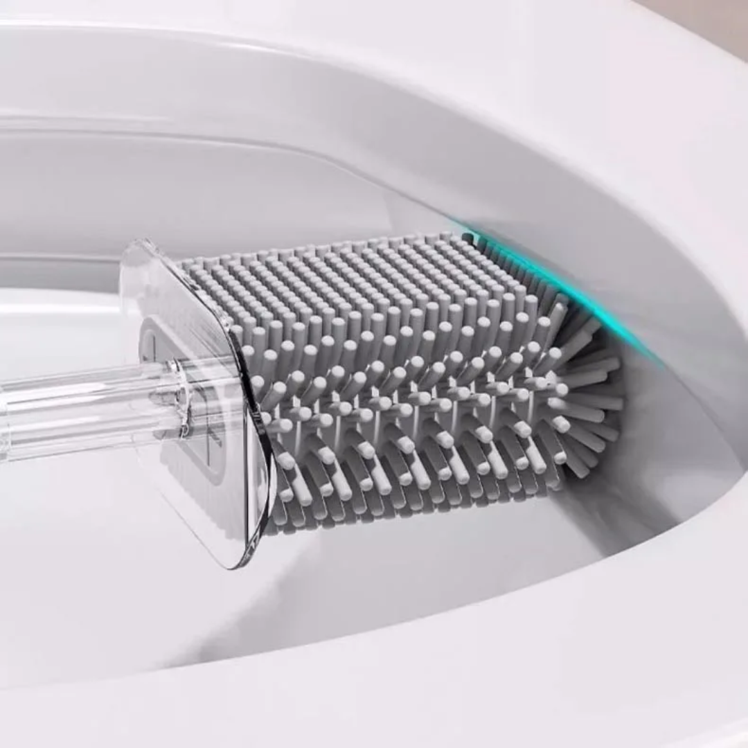 Wall Mounted Bathroom/Toilet Silicone Cleaning Brush With Holder