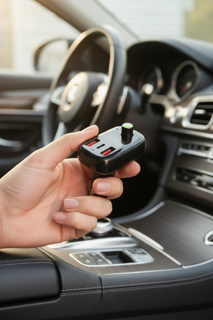 Car Bluetooth FM Transmitter with Triple USB Car Charger