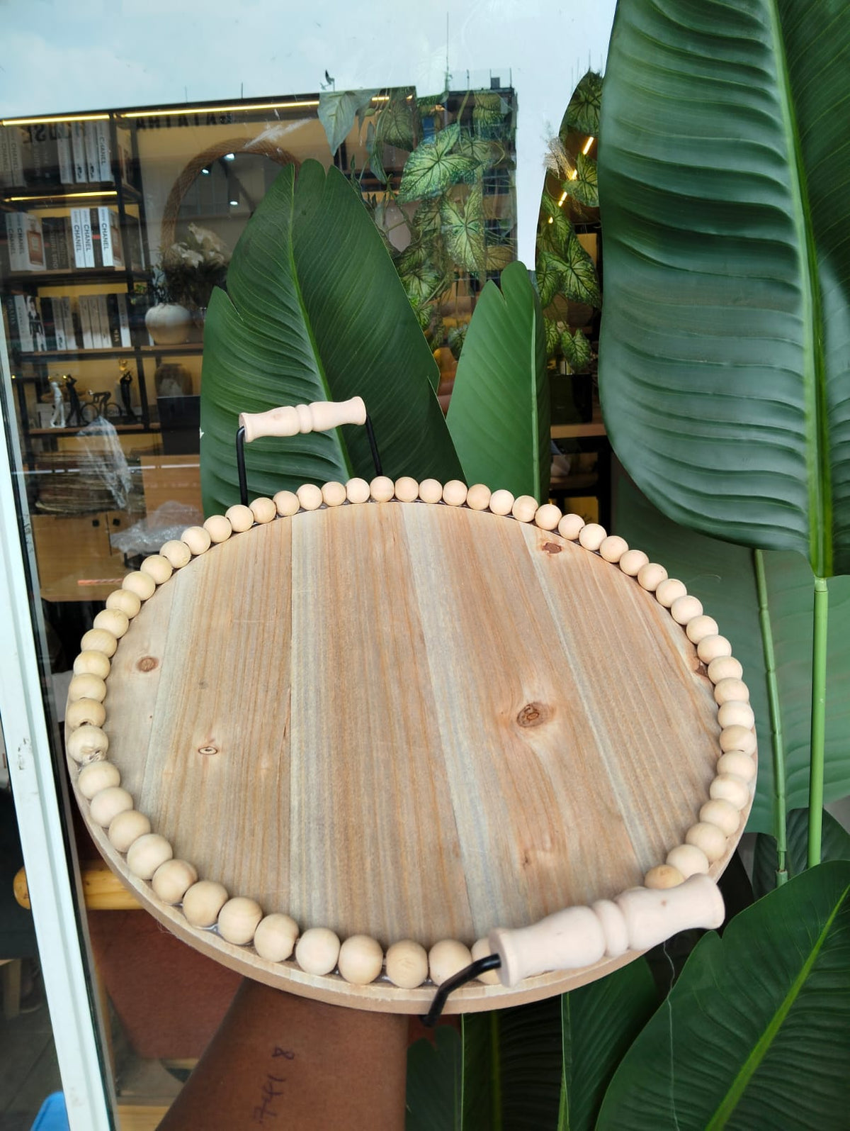 Wooden Round Beaded Tray