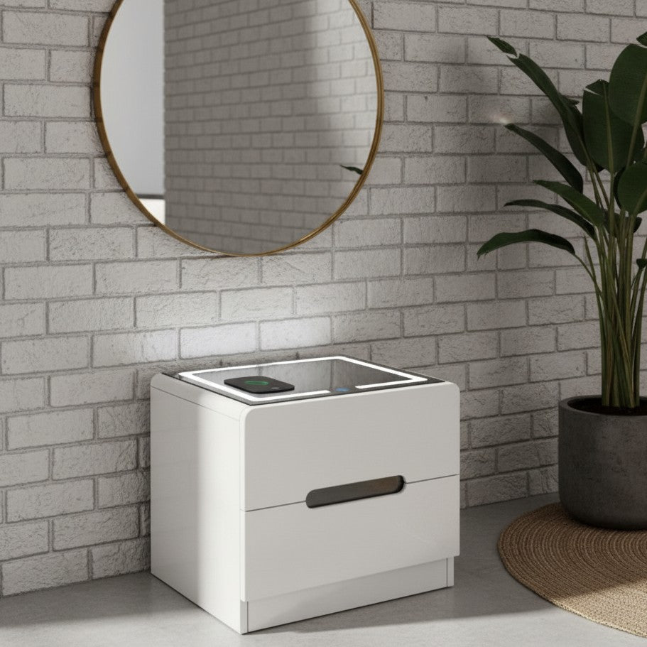 Wooden Bedside Cabinet With LED Light