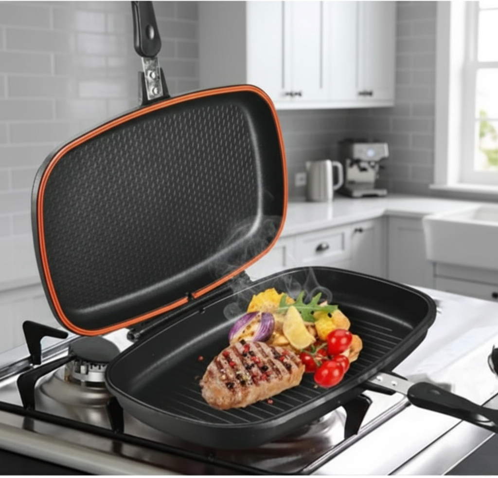 40cm Double cooking pan for versatile home kitchen use.