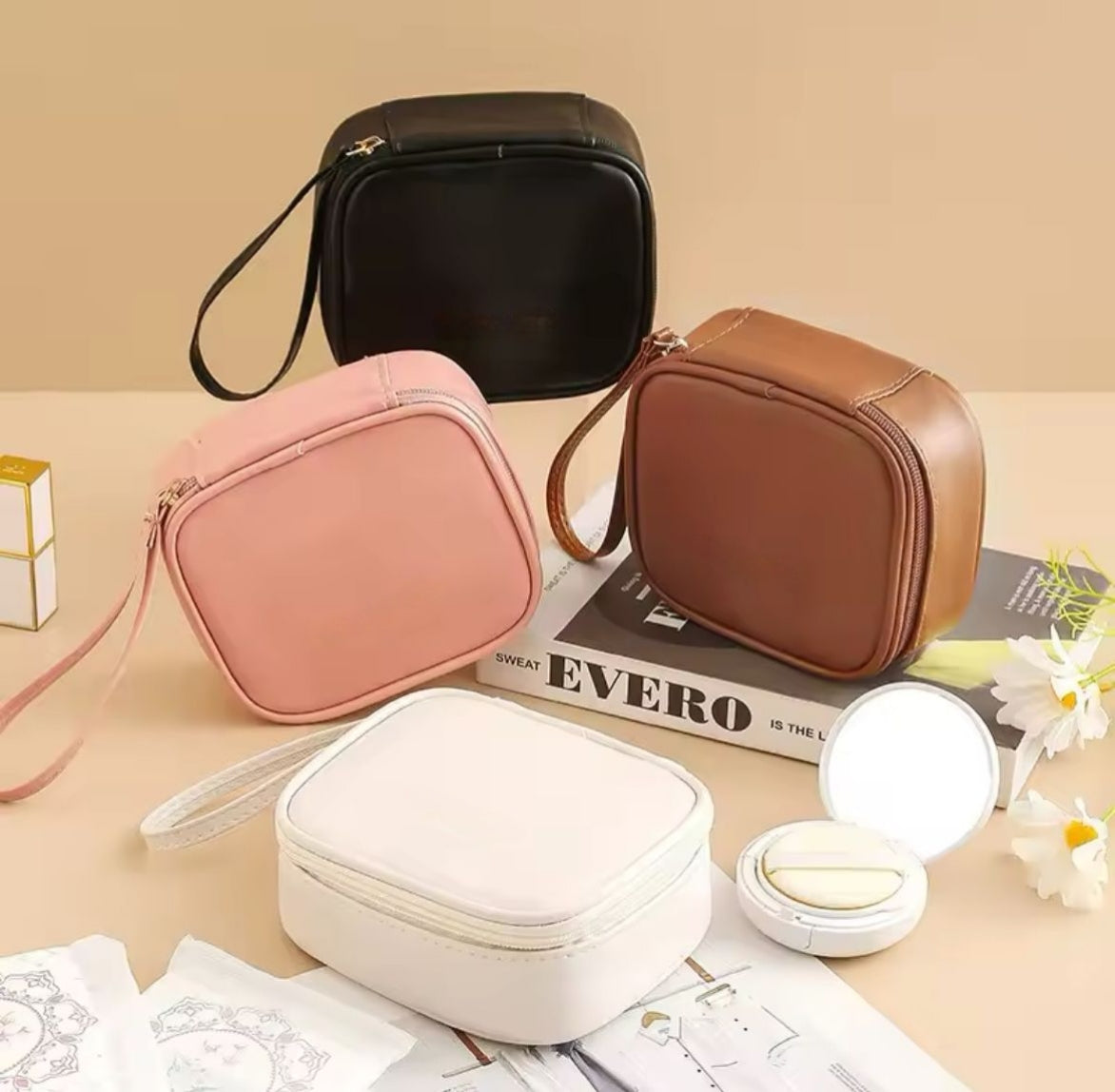 Waterproof mini pouch with zipper for storing sanitary pads and small personal items in multiple colors