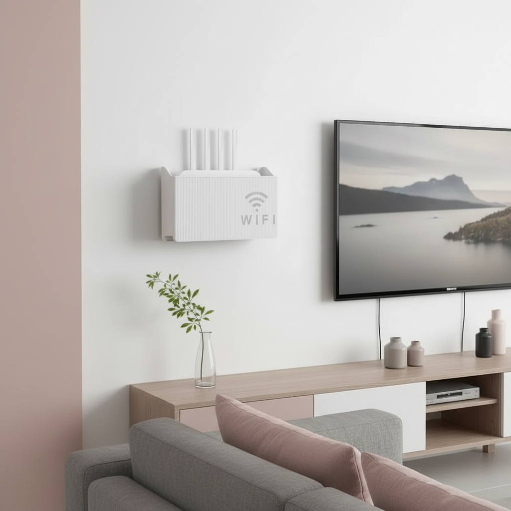 Wall Mounted WiFi Router Storage Box Cover 14 × 24.5 × 6cm