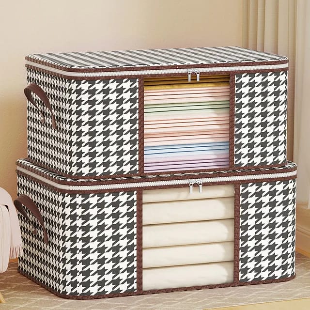 Large foldable fabric cloth organizer storage box for clothes and bedding.