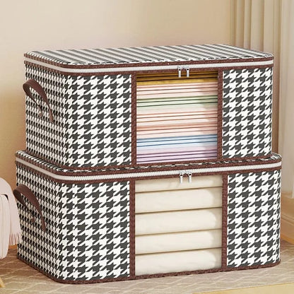 Large foldable fabric cloth organizer storage box for clothes and bedding.