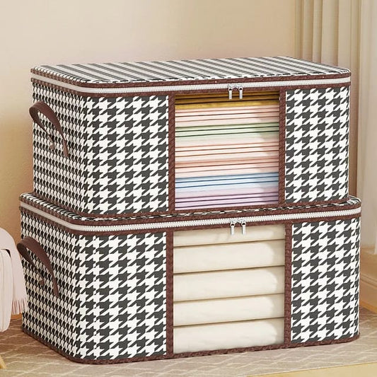Large foldable fabric cloth organizer storage box for clothes and bedding.