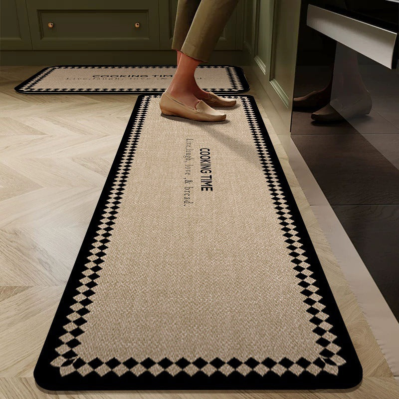2-Piece anti-slip kitchen mat set with rubber base in two sizes