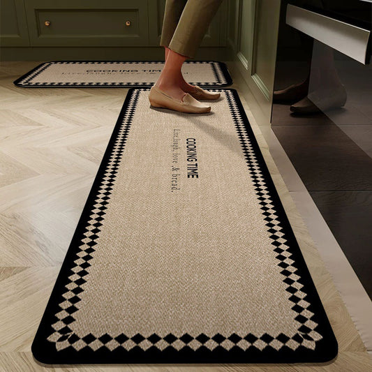 2-Piece anti-slip kitchen mat set with rubber base in two sizes