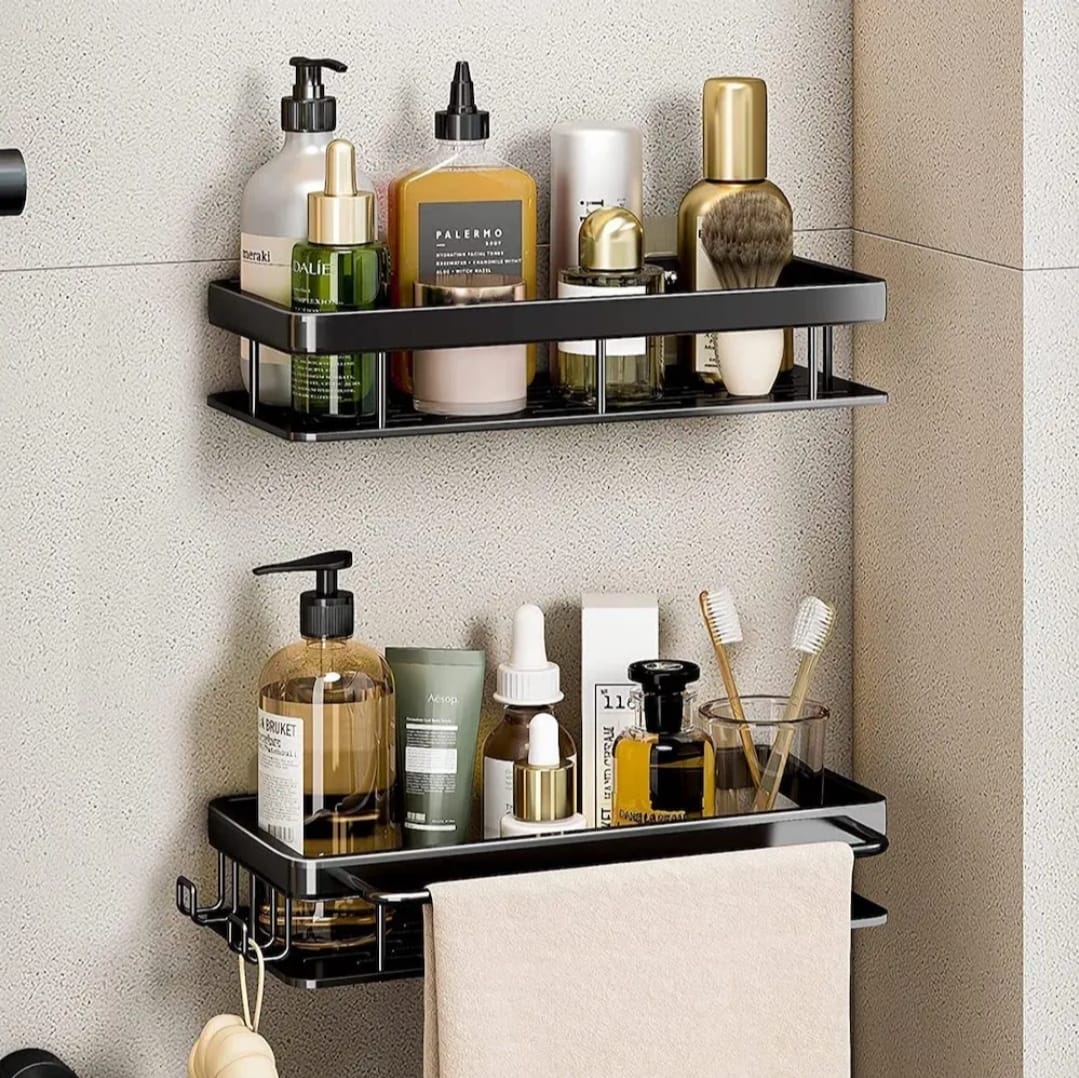 2pcs Aluminum Shelf with Towel Holder