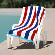 Soft striped cotton beach and pool towel with high absorbency and large size