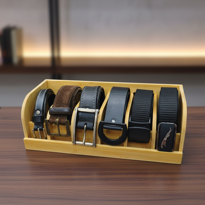 6 Slot Bamboo Belt Organizer
