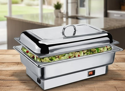 Electric chafing dish with stainless steel cover for keeping food warm