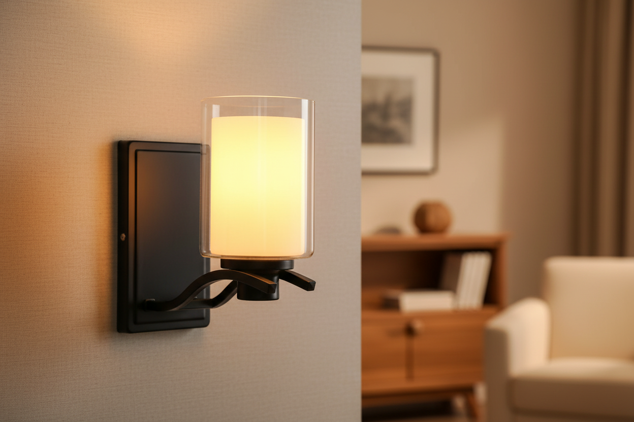 Black Cylindrical Glass Wall Light-PL 1142-01-BK