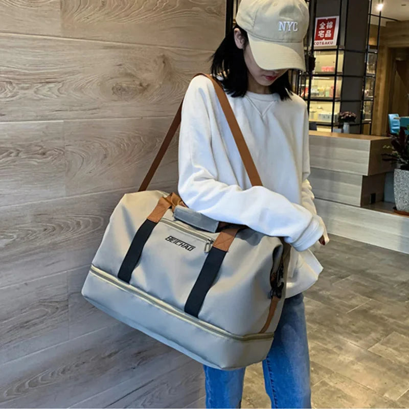 Fashion Travel Bag Large Capacity – Waterproof Oxford Duffel with Shoe Compartment in Multiple Colors for Gym and Travel