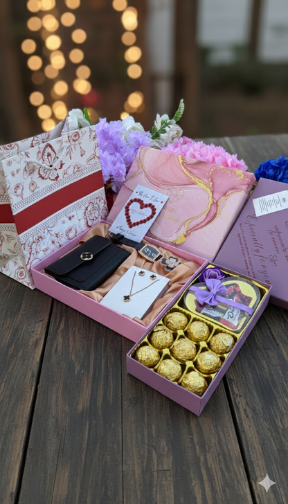 Ladies Watch, Jewellery & Chocolate Gift Set