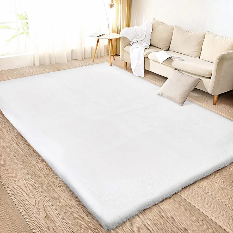 soft nordic rabbit fur carpet 6x7 feet in white grey beige brown turquoise and pink