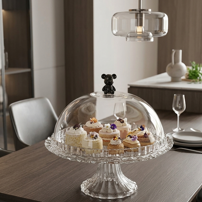 Glass Base Acrylic Cover Household Snack Plate