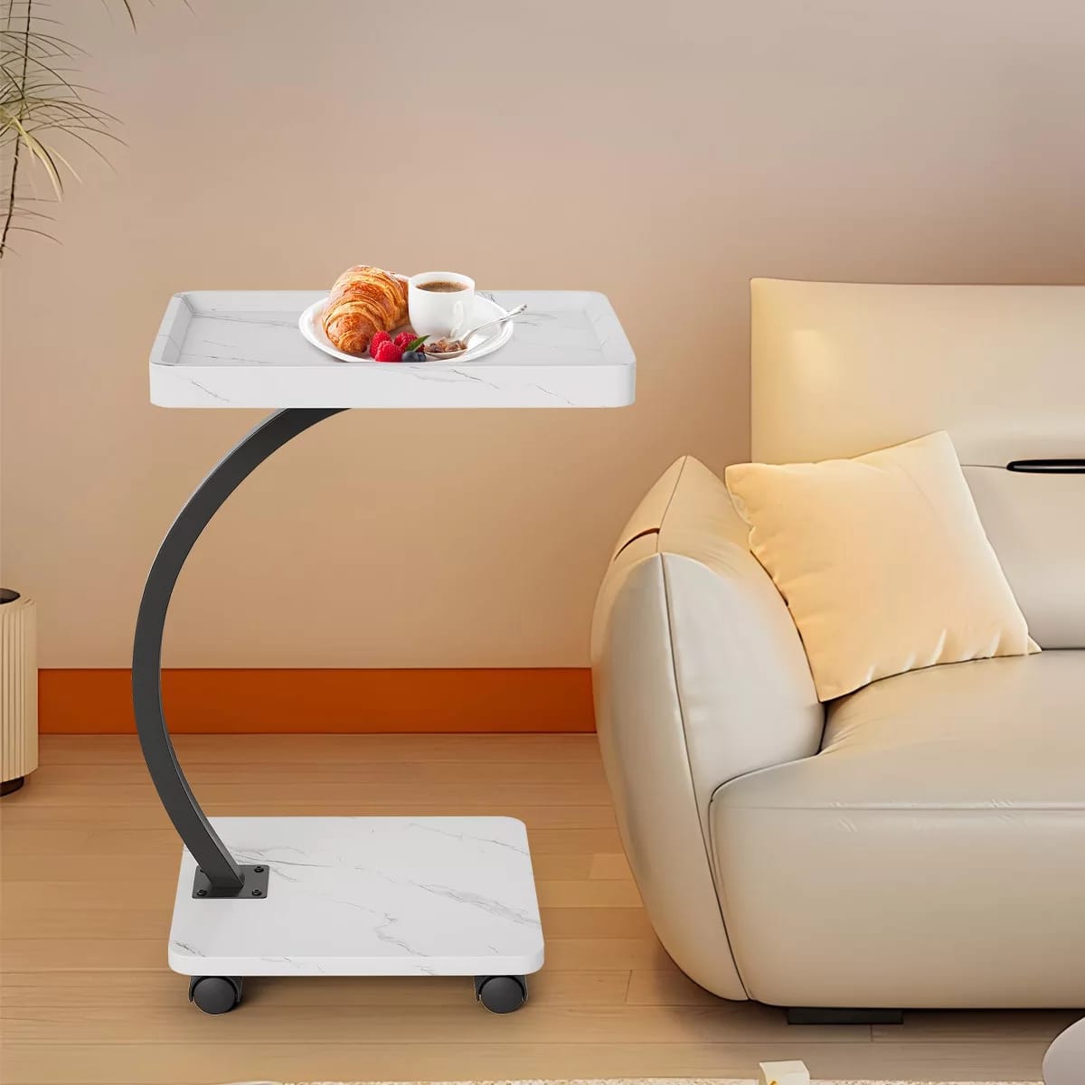 Adjustable C-Shaped Side Table Stool