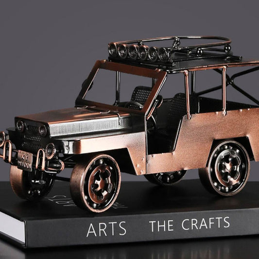 Vintage antique metal car model decorative classic vehicle display for home and office décor.