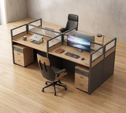 4-Way Work Station with four spacious desk surfaces