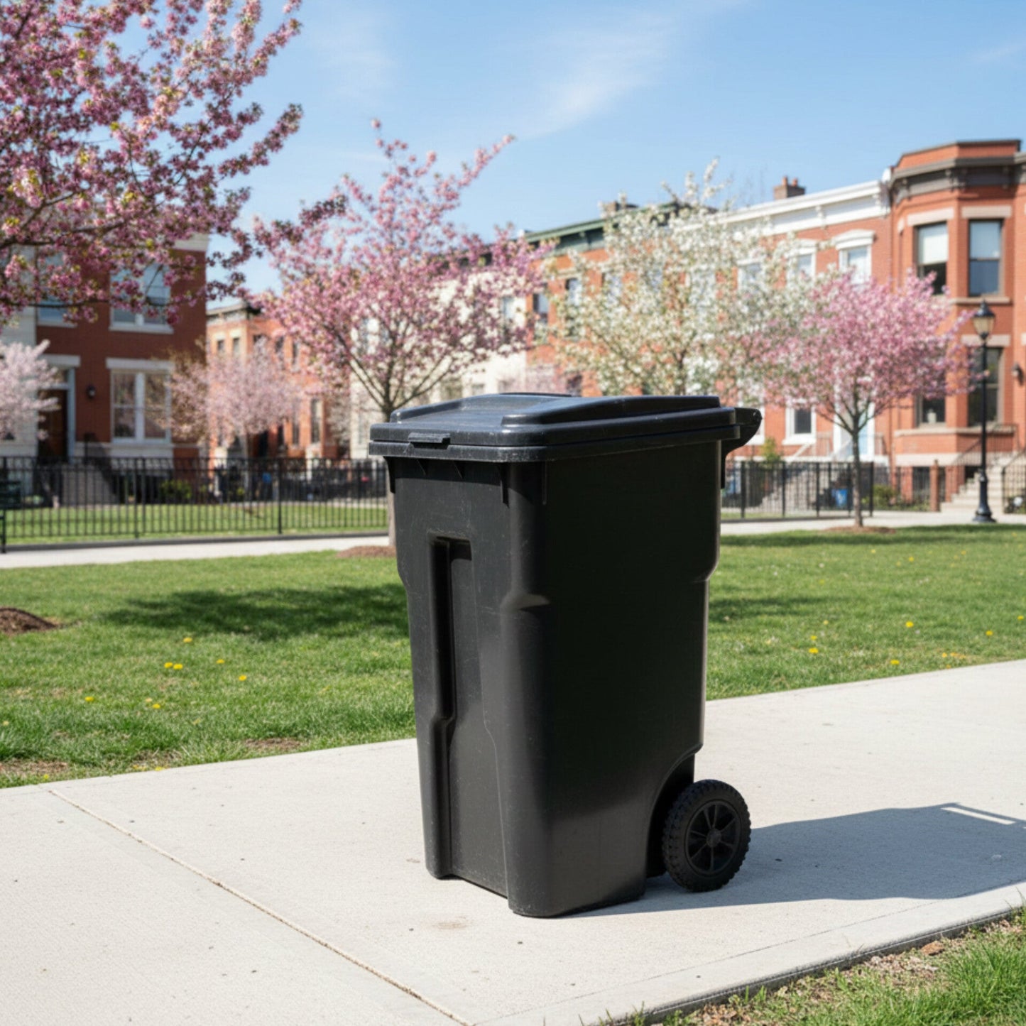 90L Mobile Garbage Bin With Wheels And Handle