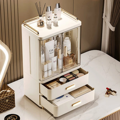 Acrylic Double Door Cosmetic Storage Cabinet with Drawers