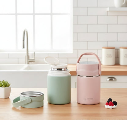 1000ml Insulated food flask with spoon for hot and cold meals.