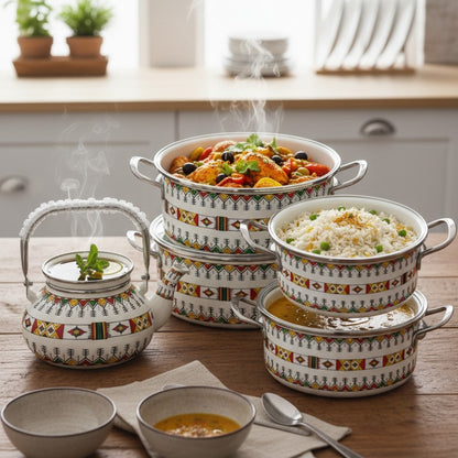 5Pcs Floral enamel cookware set