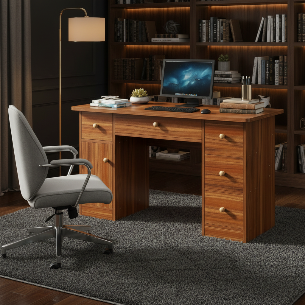 Slim office desk measuring 140 × 30 × 80 cm for space-saving home and office workspaces.