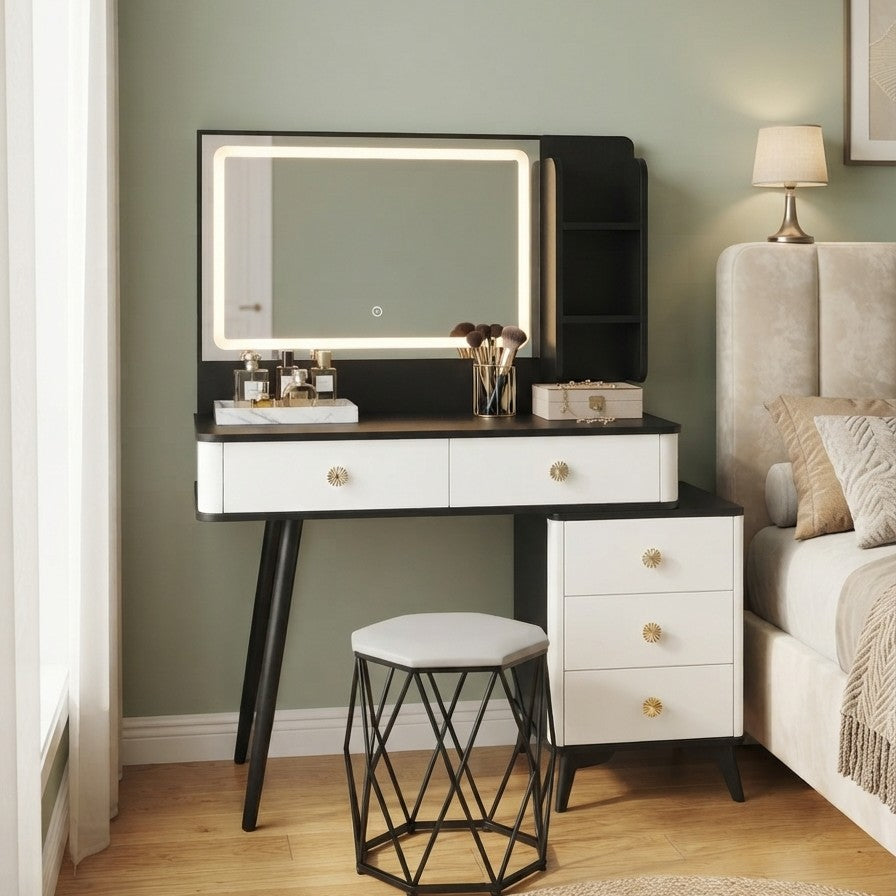 Dressing Table with LED Mirror and Stool