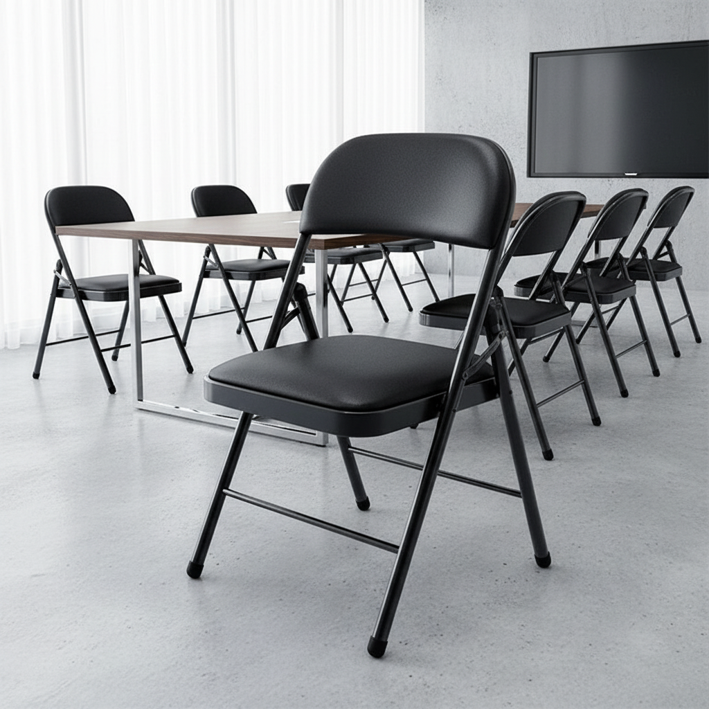Black Padded Folding Chair