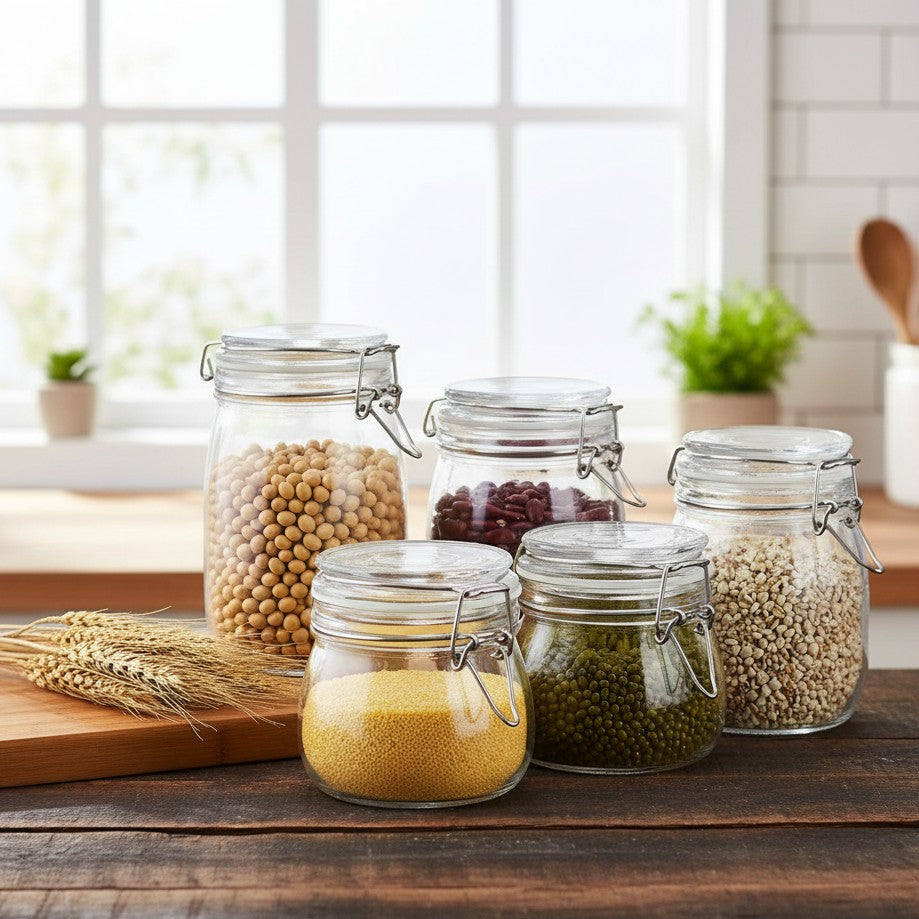 Airtight Glass Clip Top Storage Jars