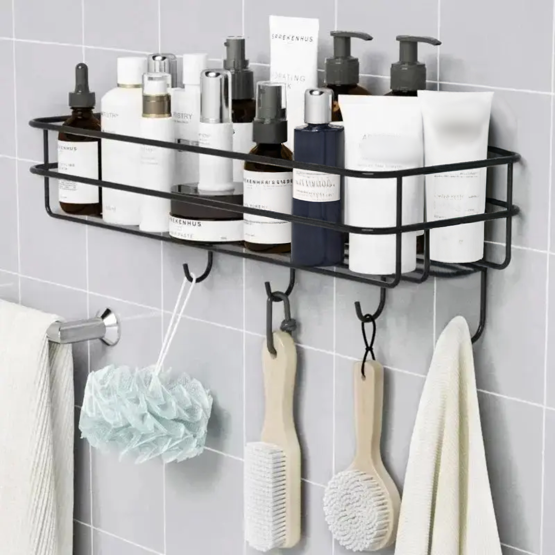Multipurpose Bathroom Organizer With Hooks