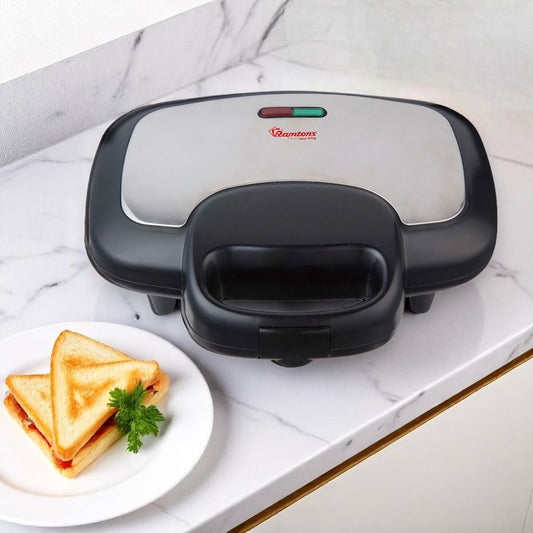 Ramtons two slice sandwich toaster with metal top in black and stainless steel