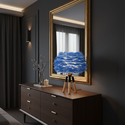 Blue Feather-Like Bedside Lamp