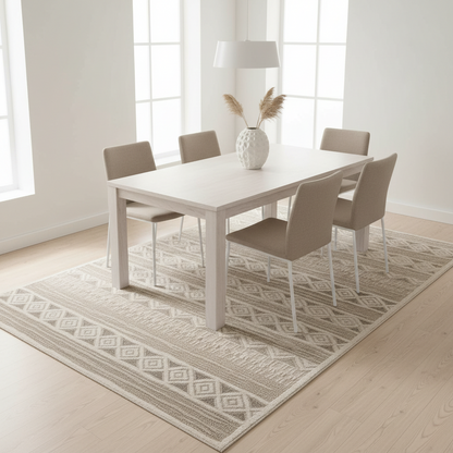 Oriental Weavers: Makao Geometric Pattern Carpet Rug; Beige 200 × 290 cm – KBORIE165