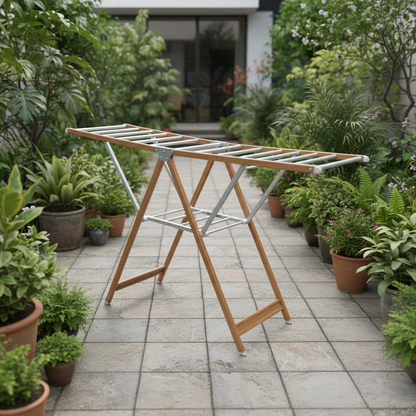 Wood & Aluminium rod Outdoor Foldable Drying Rack