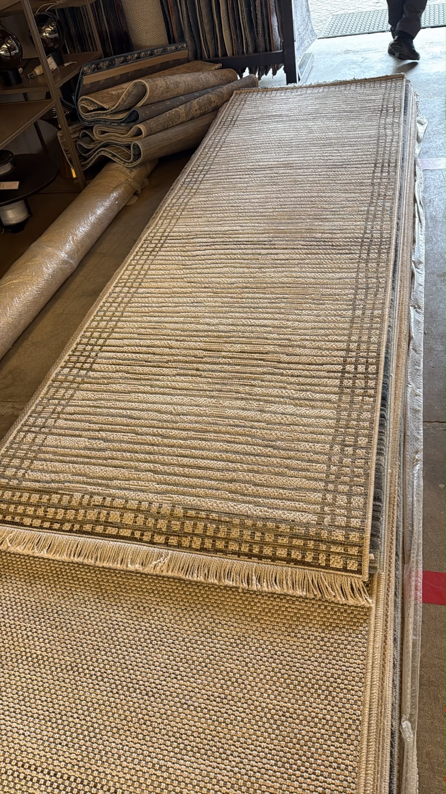 Dawood Lifestyle & Gadgets ke Oriental Weavers Kemet #2 beige corridor runner rug with brown tribal border, linear texture and fringe ends