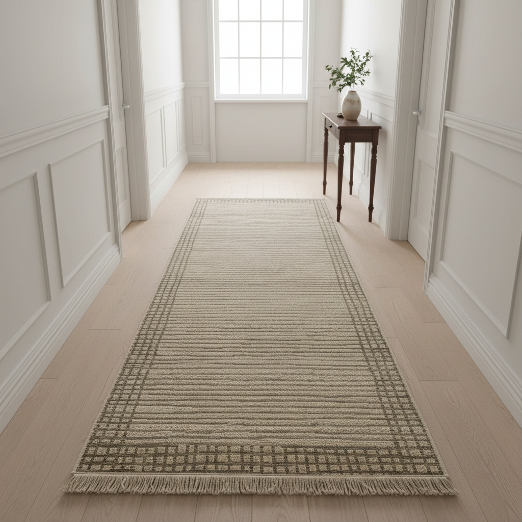 Oriental Weavers Kemet Bordered Linear Corridor Runner Rug - Beige Brown Tribal Border Fringe KBORIE229 #2