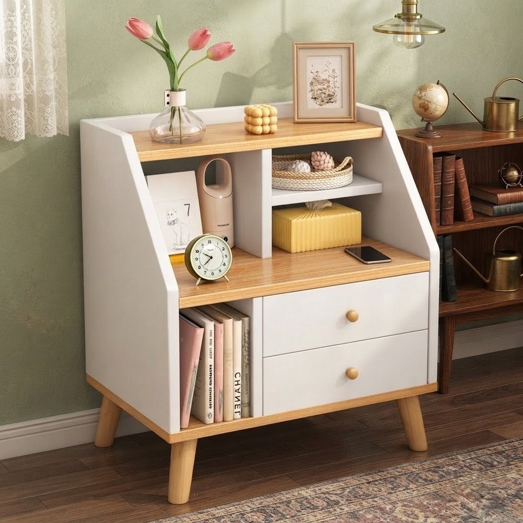 Nordic Minimalist Bedside Table with Storage Drawer