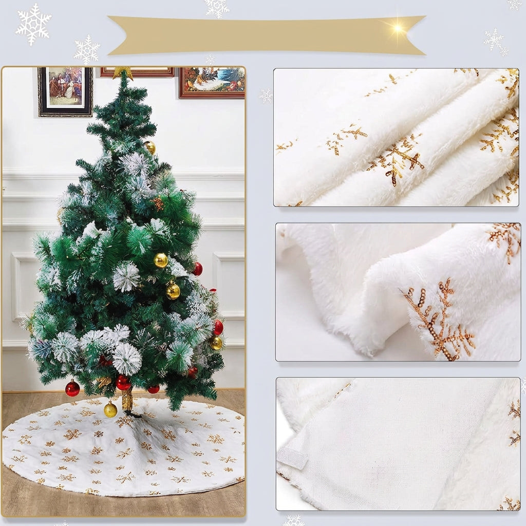 90cm Christmas Tree Skirt in Gold and Silver Print